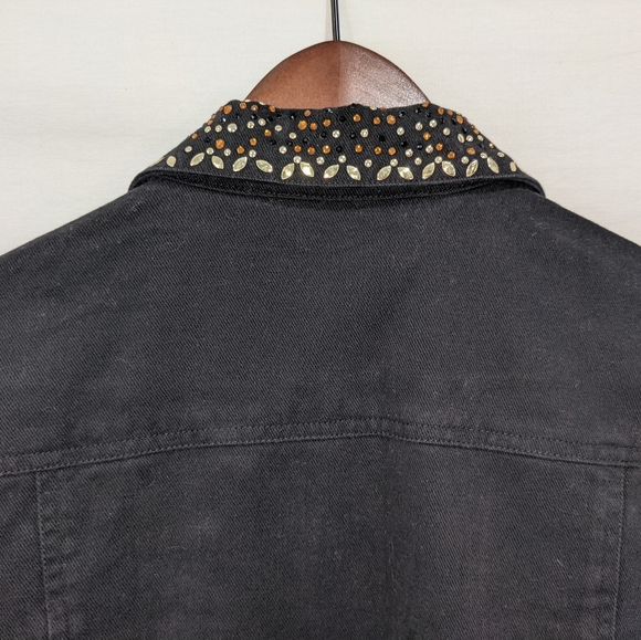 Laura Ashley Black Denim Jacket with Gem Details And Buttons Size XL - Picture 10 of 11